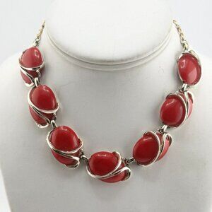 Vintage red thermoset collar necklace